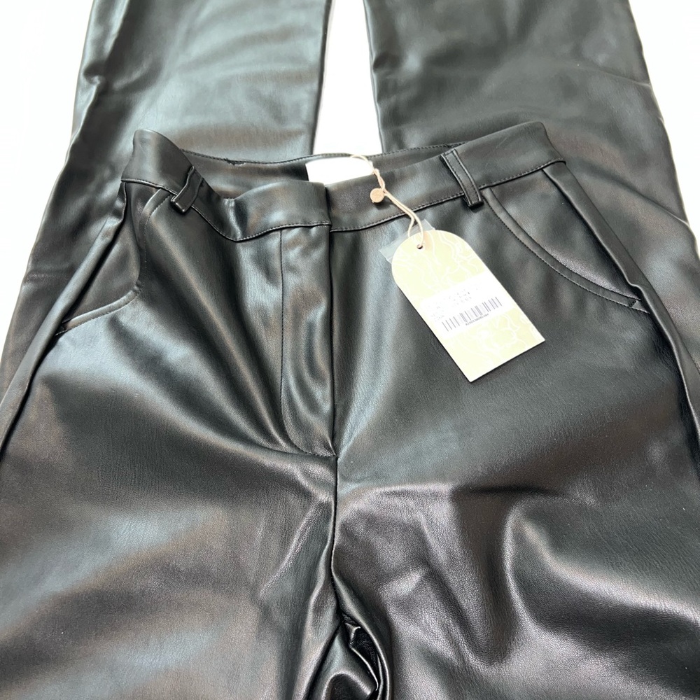 BRAND NEW NEVER BEEN WORN MESHKI STRAIGHT LEG FAUX LEATHER PANTS